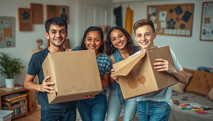 Creative youth transforming trash into art with a decorated box.