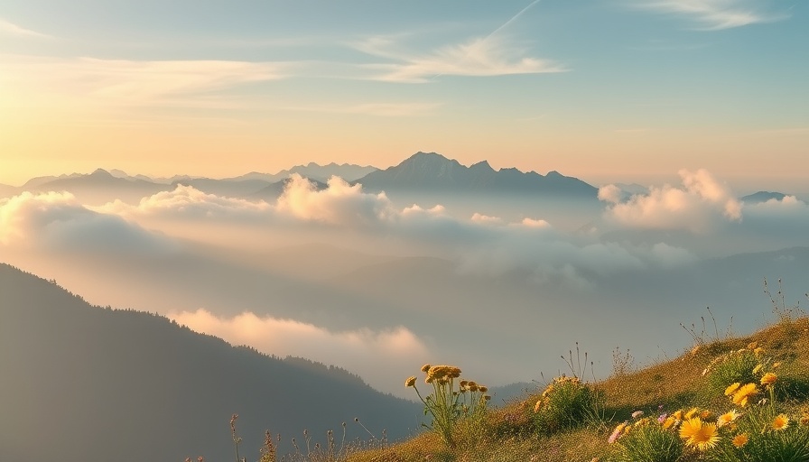 Listening to the Sounds of the Earth: Serene mountain vista with clouds.