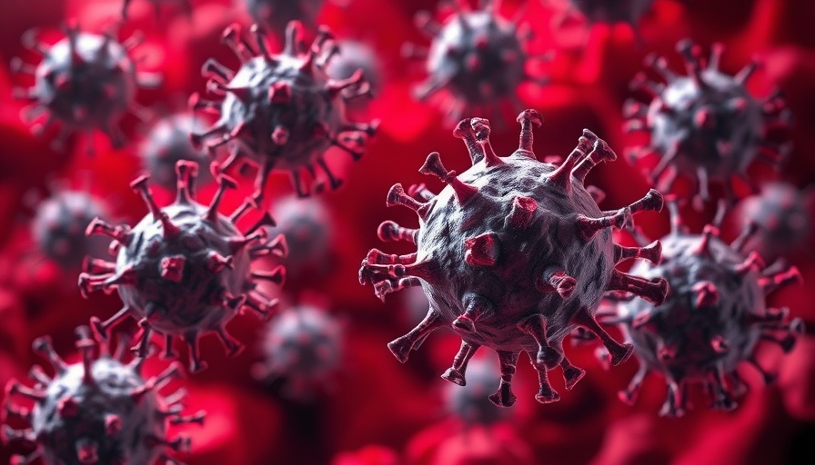 Immune cells interacting with cancer cells in red environment, Pea Plant Virus Cancer Treatment