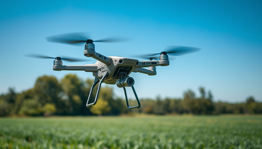 Drone in mosquito control, flying over a field.