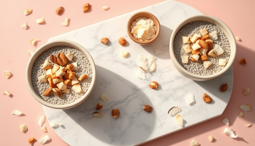 Elegant breakfast with chia pudding and hazelnuts, protein-packed.