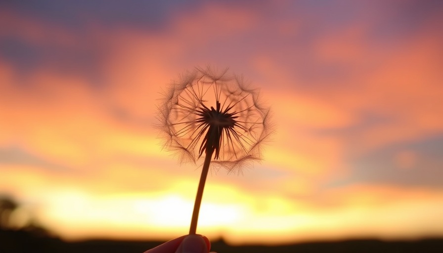Silhouette of dandelion at twilight symbolizes fleeting regrets.