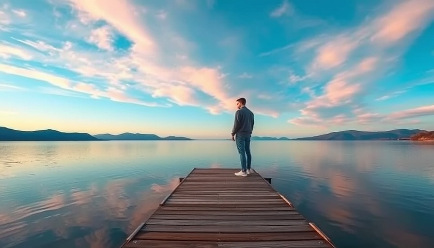 Individual reflecting on a dock at sunrise, symbolizing wake-up calls in life.