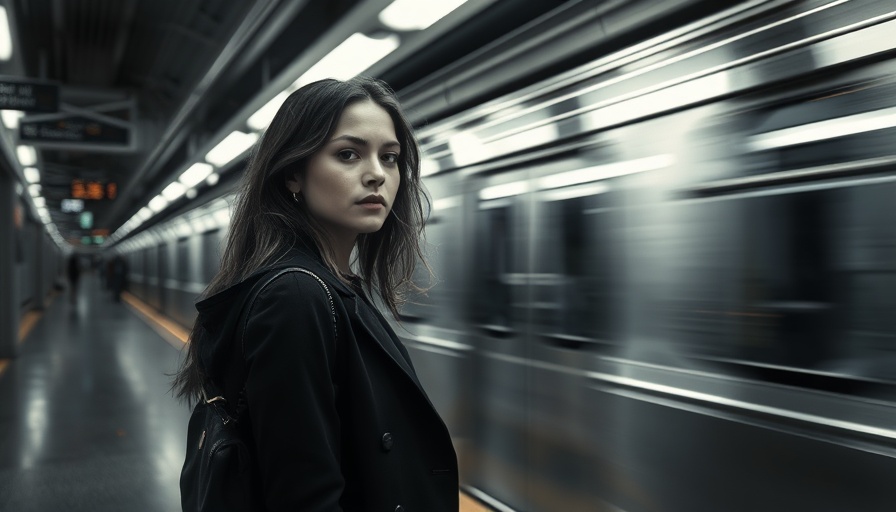 A young woman stands still as a train rushes past, suggesting daily habits holding you back.