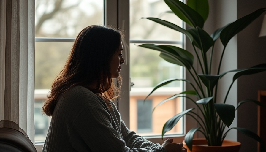 Woman sitting by a window contemplating life, symbolizing cutting ties with narcissistic family.