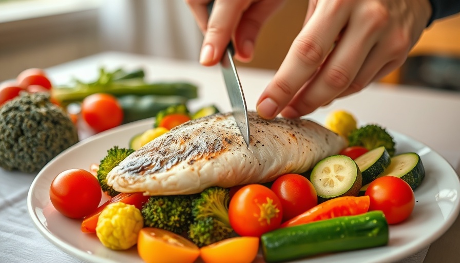 Omega-3 rich meal for women's health with fish and vegetables.