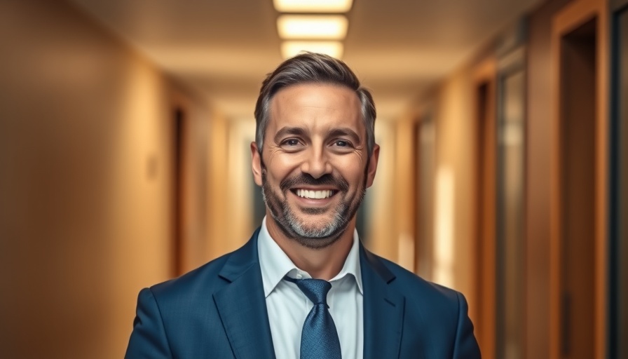 Confident businessman in bright office, related to financial planning.