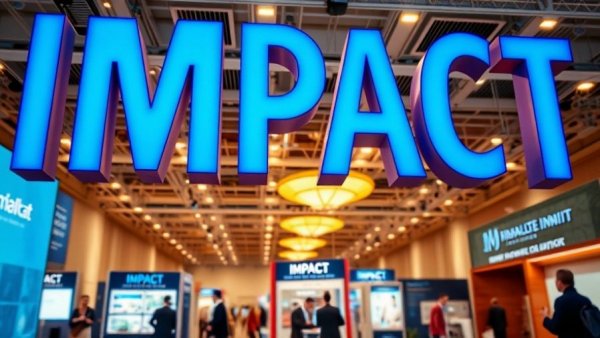 Conference setting with 'IMPACT' letters, financial booths, illustrating SEC regulatory changes impact.