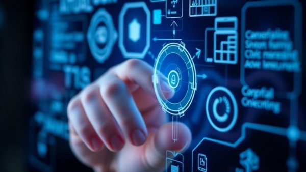 Digital Estate Planning with futuristic interface and technology tools.