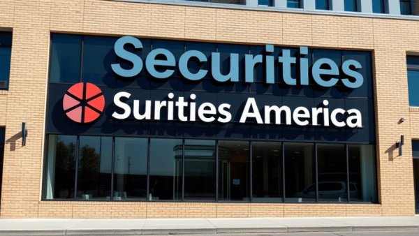Modern corporate building with 'Securities America' logo, mutual fund supervision.