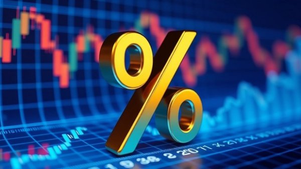 3D percentage symbol on financial chart, illustrating REIT valuation gaps 2026.