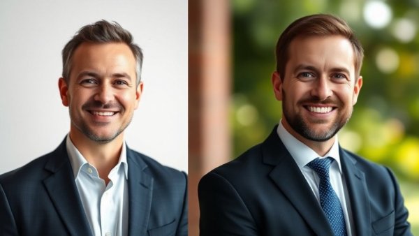 Leadership changes in wealth management: two smiling businessmen