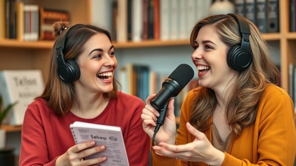 Two women discussing health topics on a podcast.