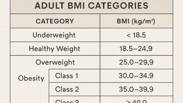 Chart of adult BMI categories and ranges; is BMI accurate?