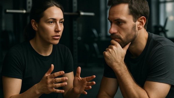 Discussion on placebo and nocebo effects in a gym setting.