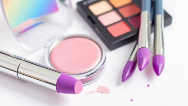 Unicorn makeup brushes and vegan beauty set against white.