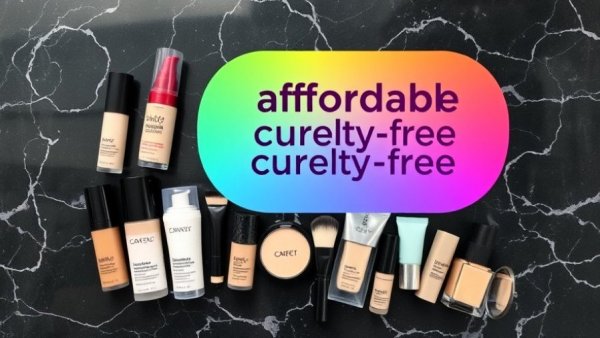 Affordable cruelty-free foundations under $15 displayed on a dark surface.