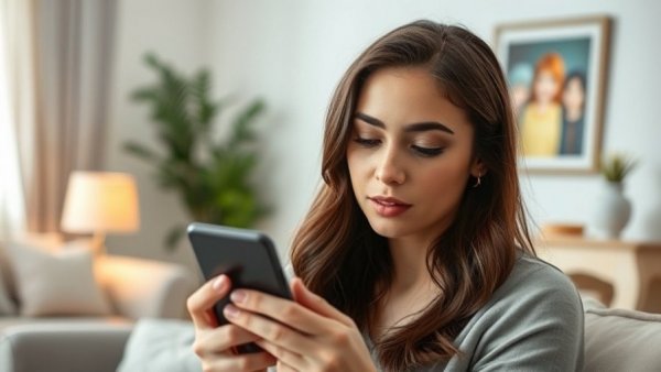 Emsculpt NEO pre-treatment tips being checked by a young woman in cozy living room