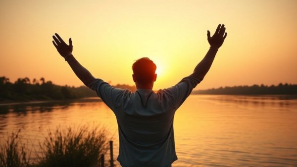 Man by river at sunset emphasizing the importance of environment in addiction recovery.