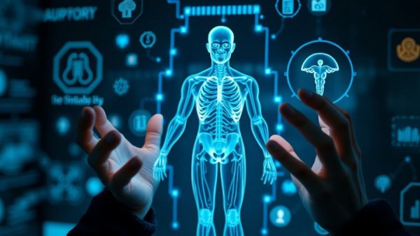 Digital body hologram illustrating body sculpting technology