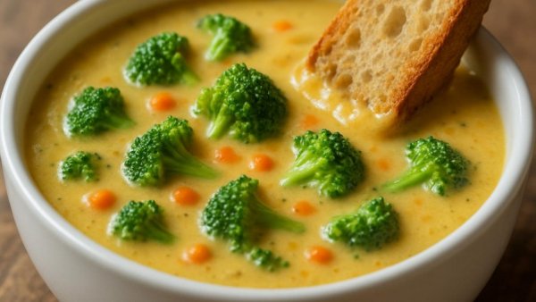 Dairy free broccoli cheese soup with bread