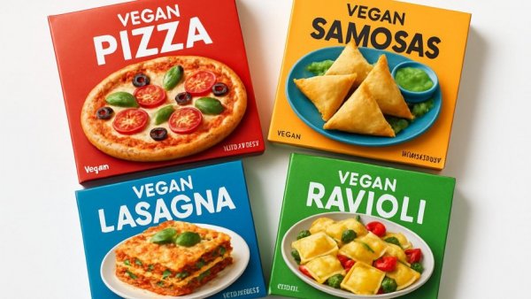 Colorful array of Thrive Market frozen foods packages.