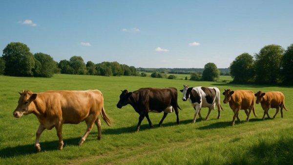 Herd of cows in open pasture for beef recipes inspiration.
