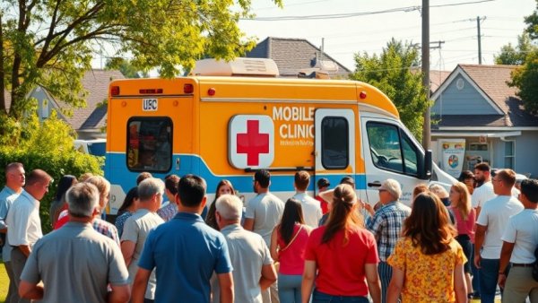 Mobile Epilepsy Clinic Texas van with people gathered