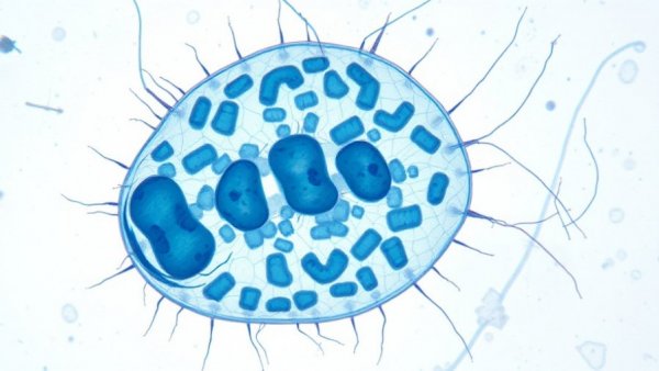 Microscopic Cyclospora parasite, detailed cell structure