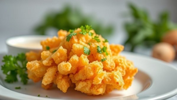 Crispy blooming onion recipe with parsley on plate, easy recipes.