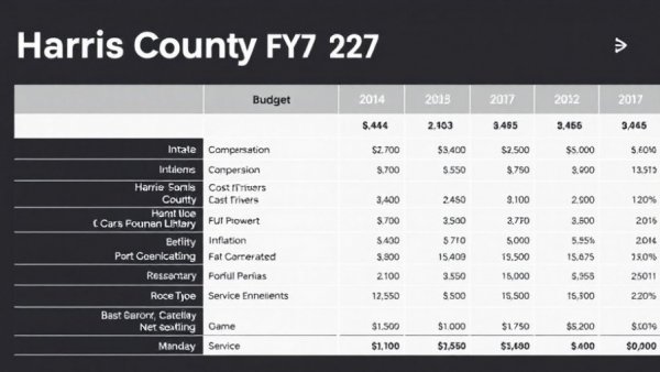 FY27 Harris County budget breakdown and allocations table.