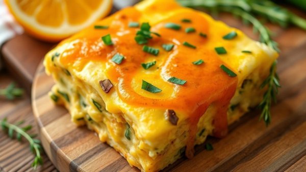 Close-up of vegetarian comfort food with cheese and herbs.