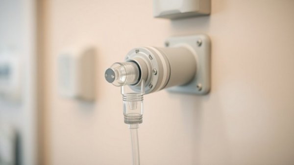Buying a hyperbaric chamber for home use, close-up of oxygen outlet.