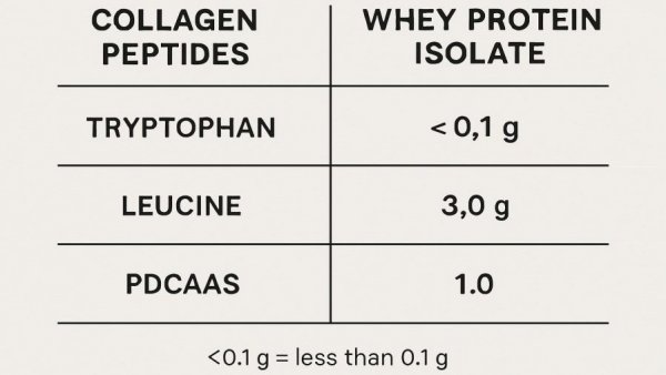 Collagen protein supplements comparison chart with whey protein.