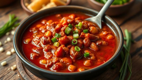 Vegan chili being served with fresh garnish, easy vegan recipes