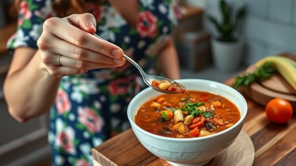 Vibrant Mediterranean bean soup in cozy kitchen
