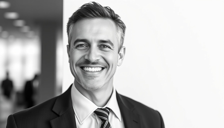 Smiling businessman in formal attire, representing wealth management.