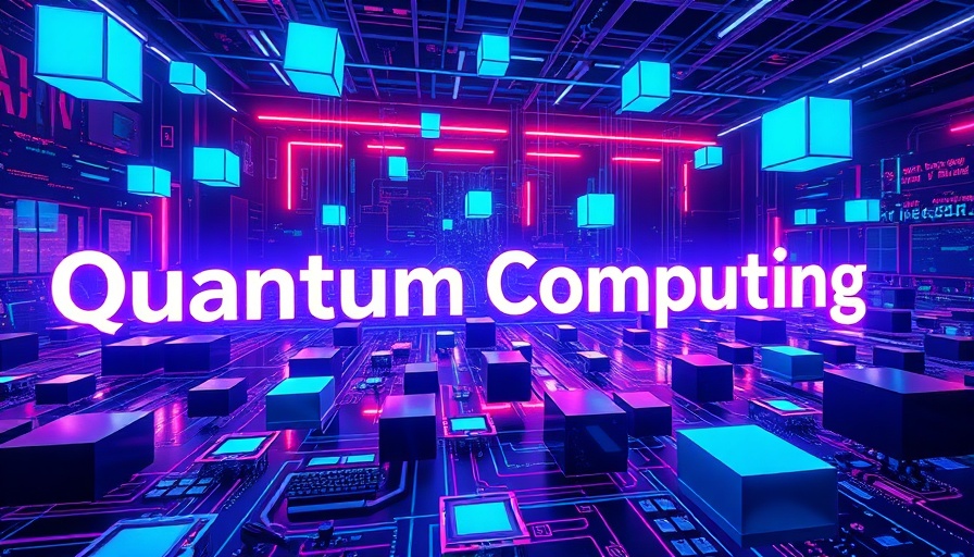 Quantum computing news in a futuristic digital landscape with glowing cubes.