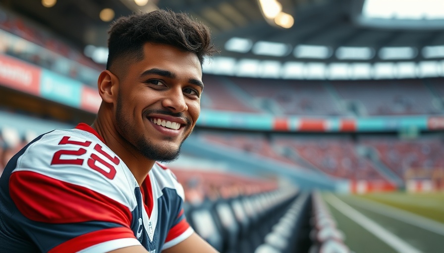 Smiling football player on bench discussing financial impact of retirement.