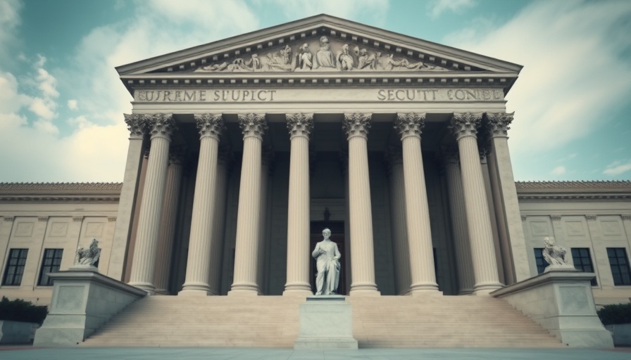 Supreme Court building with classical columns and statue, symbolizing FINRA and Supreme Court Challenges.