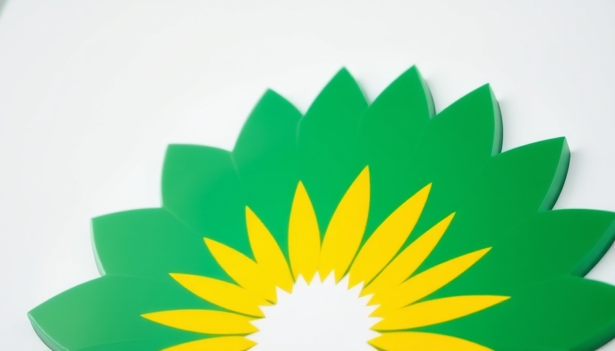 BP logo representing oil and gas investment strategy, vivid colors.