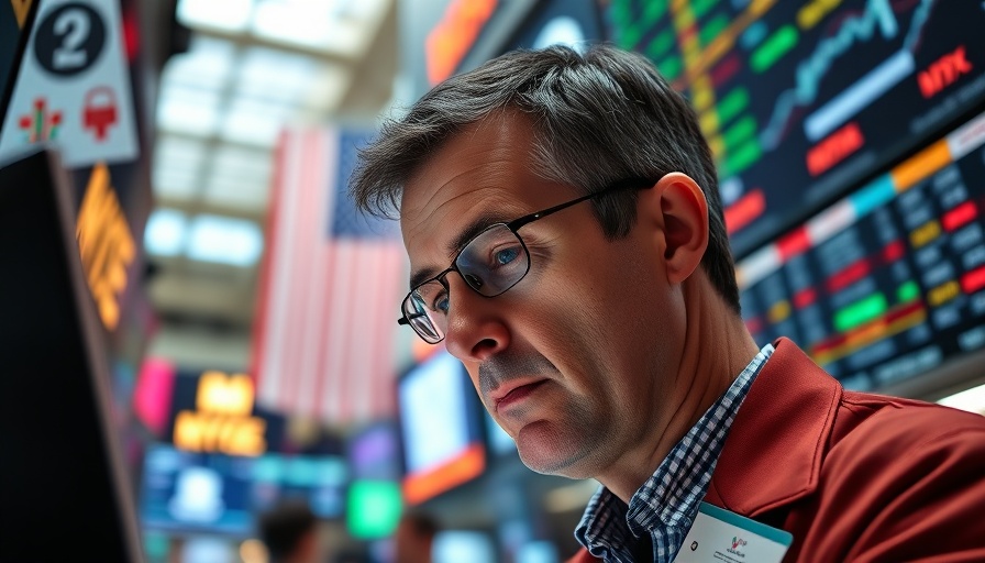 Man analyzing data on Wall Street financial market screens.