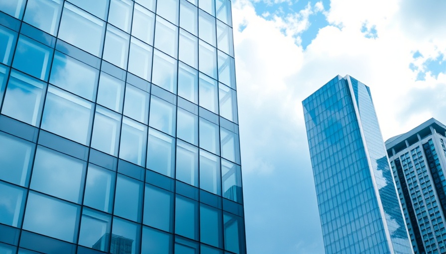 Modern financial planning building with reflective facade.