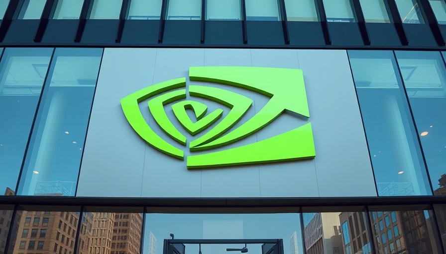 Nvidia logo on building facade, earnings report context.