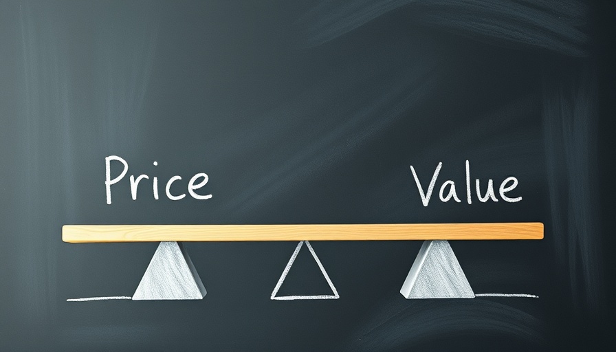 Chalkboard with a seesaw balancing price and value illustration.