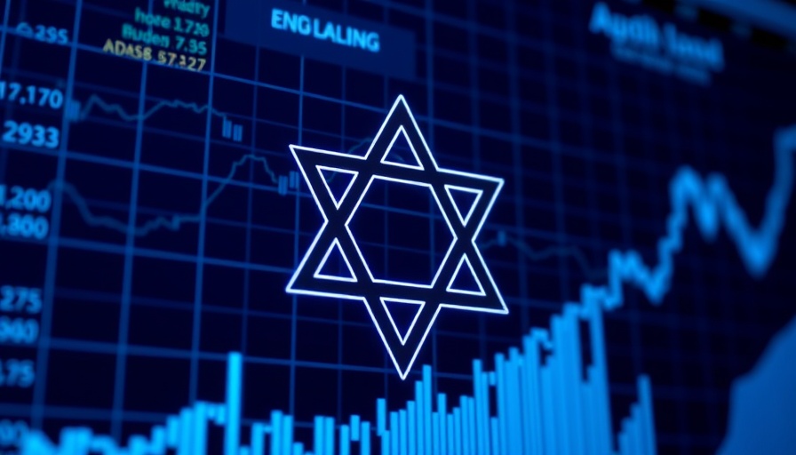 Jewish ETF symbol with stock market graph background