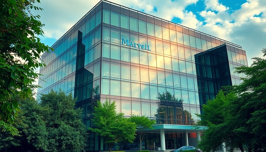 Colorful image of Marvell headquarters reflecting modern corporate architecture.