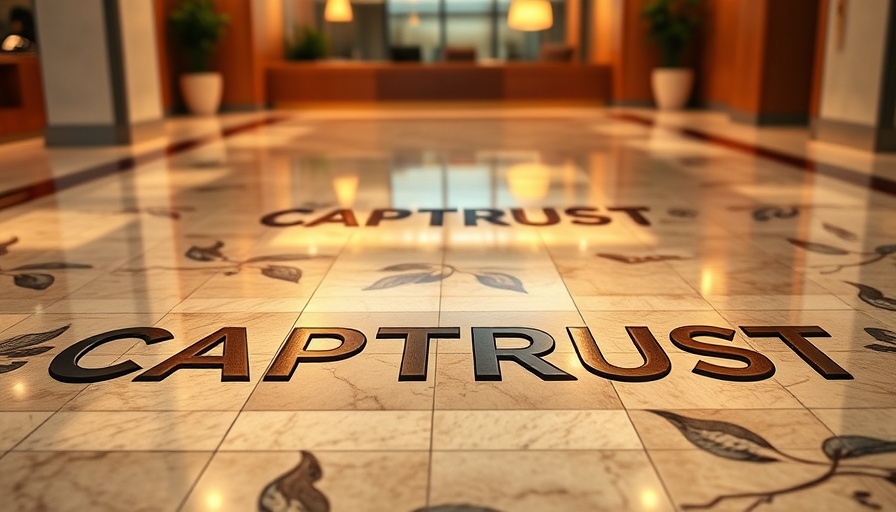 Elegant office tile floor with CAPTRUST logo for financial planning.