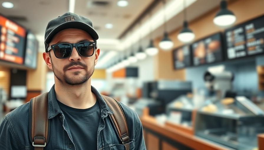 Man in front of coffee shop at Kirkwood Mall