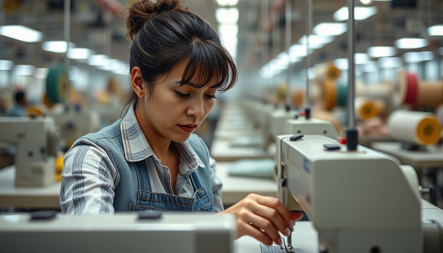 Focused worker sewing in Cambodian factory, highlighting Chinese manufacturers relocating.